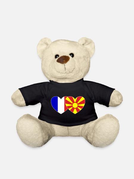 France Macédoine Drapeau Coeur - Nounours - noir