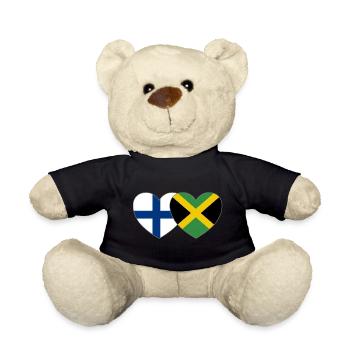 Finnland Jamaika Flagge Herz - Teddy - Schwarz - Vorne