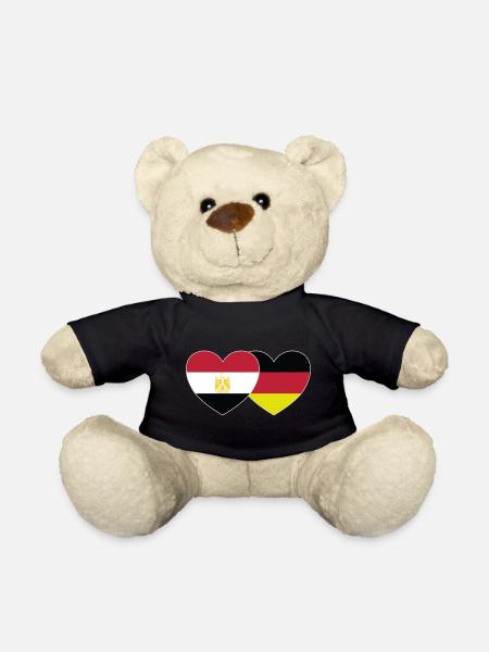 Ägypten Deutschland Flagge Herz - Teddy - Schwarz