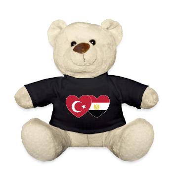 Turkey Egypt Flag Heart - Teddy Bear - black - Front