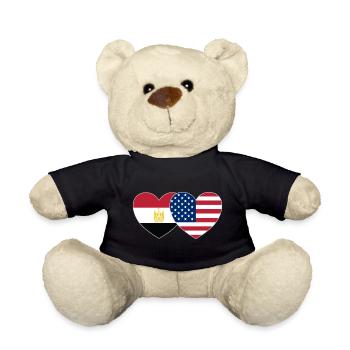Egypt USA Flag Heart - Teddy Bear - black - Front