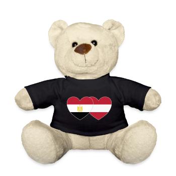 Egypt Austria Flag Heart - Teddy Bear - black - Front