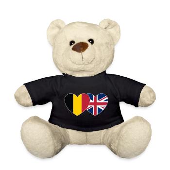Belgique Royaume-Uni Drapeau Coeur - Nounours - noir - Devant