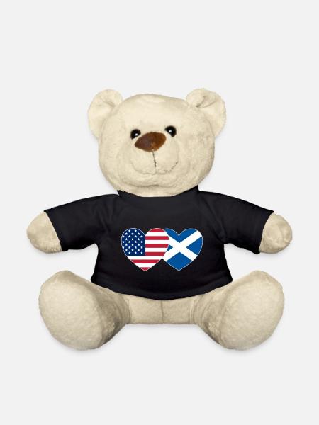 USA Scotland Flag Heart - Teddy Bear - black