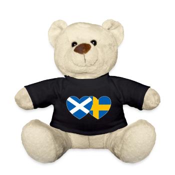Schottland Schweden Flagge Herz breit - Teddy - Schwarz - Vorne
