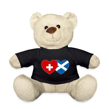Schweiz Schottland Flagge Herz - Teddy - Schwarz - Vorne