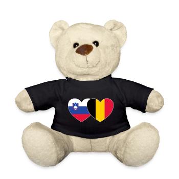 Slovenia Belgium Flag Heart - Teddy Bear - black - Front