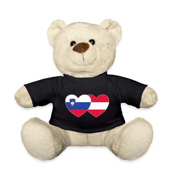 Slovenia Austria Flag Heart - Teddy Bear - black - Front