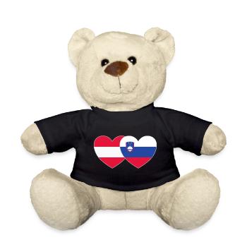 Österreich Slowenien Flagge Herz - Teddy - Schwarz - Vorne