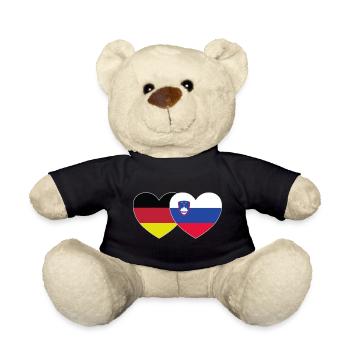 Germany Slovenia Flag Heart - Teddy Bear - black - Front