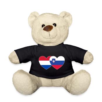 Holland Slowenien Flagge Herz - Teddy - Schwarz - Vorne