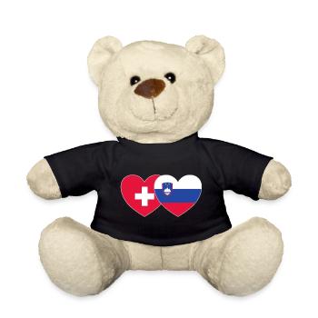 Suisse Slovénie Drapeau Cœur - Nounours - noir - Devant