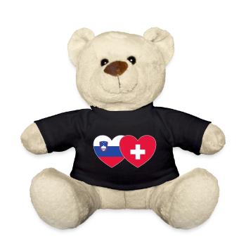 Slovénie Suisse Flag Heart - Nounours - noir - Devant