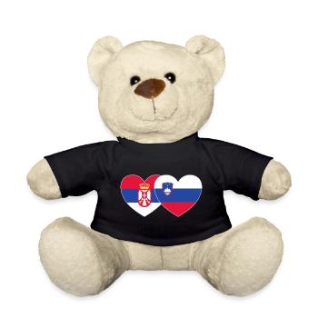 Serbia Slovenia Flag Heart - Teddy Bear - black - Front