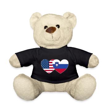 USA Slowenien Flagge Herz - Teddy - Schwarz - Vorne
