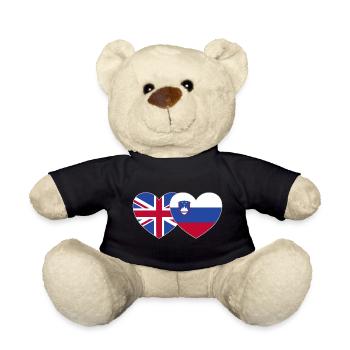 Grande-Bretagne Slovénie Drapeau Coeur - Nounours - noir - Devant