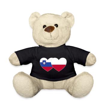 Slovenia Poland Flag Heart - Teddy Bear - black - Front