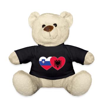 Slovénie Albanie Drapeau Cœur - Nounours - noir - Devant