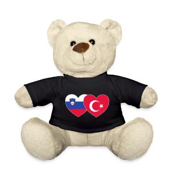 Slovenia Turkey Flag Heart - Teddy Bear - black - Front