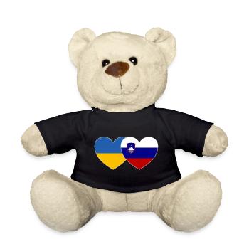 Ukraine Slovenia Flag Heart - Teddy Bear - black - Front