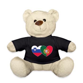 Slovenia Portugal Flag Heart - Teddy Bear - black - Front