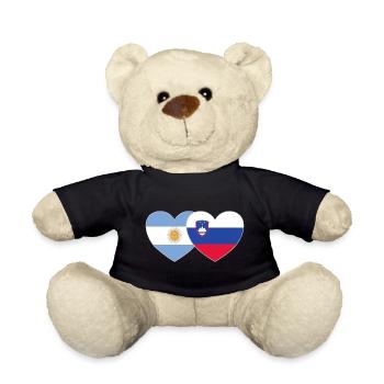 Argentina Slovenia Flag Heart - Teddy Bear - black - Front