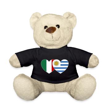 Italy Uruguay Flag Heart - Teddy Bear - black - Front