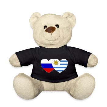Russie Uruguay Flag Heart - Nounours - noir - Devant