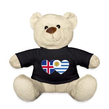 Islande Uruguay Flag Heart - Nounours - noir - Devant