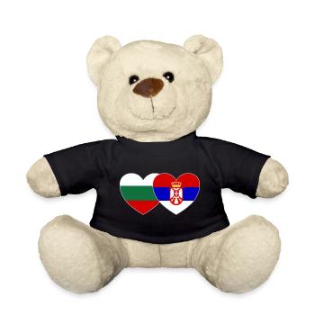 Bulgaria Serbia Flag Heart - Teddy Bear - black - Front
