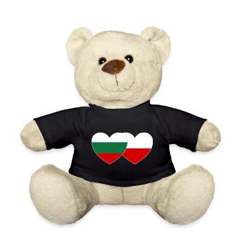 Bulgarie Pologne Drapeau Cœur - Nounours - noir - Devant