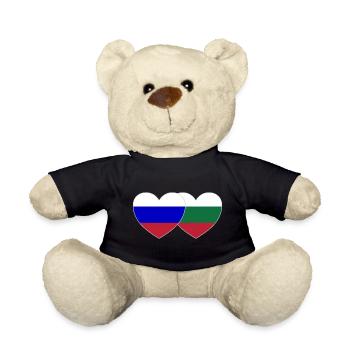 Russie Bulgarie Drapeau Cœur - Nounours - noir - Devant