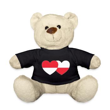 Indonésie Pologne Drapeau Coeur - Nounours - noir - Devant