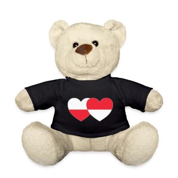 Pologne Indonésie Drapeau Cœur - Nounours - noir - Devant