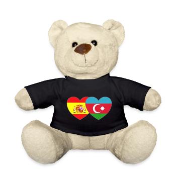 Spain Azerbaijan Flag Heart - Teddy Bear - black - Front