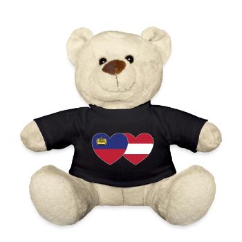 Lichtenstein Austria Flag Heart - Teddy Bear - black - Front