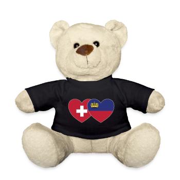 Suisse Liechtenstein Drapeau Coeur - Nounours - noir - Devant