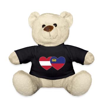 Austria Liechtenstein Flag Heart - Teddy Bear - black - Front