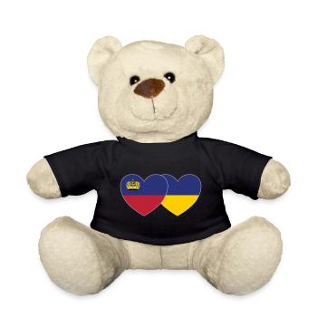 Liechtenstein Ukraine Drapeau Cœur - Nounours - noir - Devant