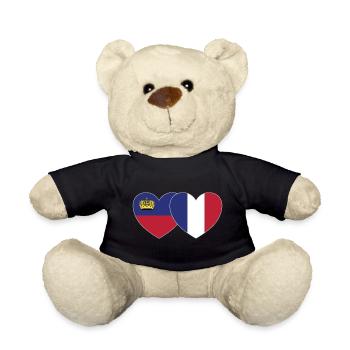 Liechtenstein France Drapeau Coeur - Nounours - noir - Devant