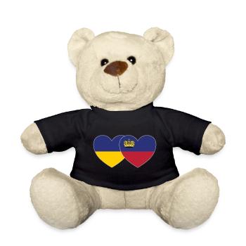 Ukraine Liechtenstein Flagge Herz - Teddy - Schwarz - Vorne