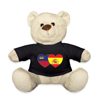 Liechtenstein Espagne Drapeau Coeur - Nounours - noir - Devant