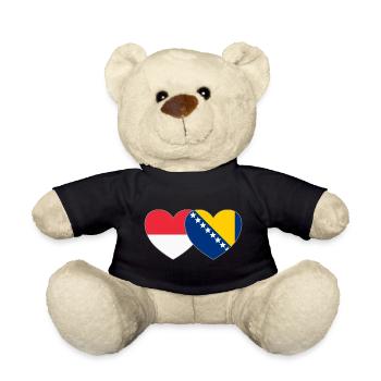 Indonésie Bosnie Drapeau Coeur - Nounours - noir - Devant