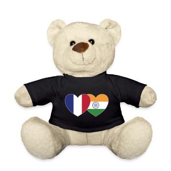 Frankreich Indien Flagge Herz - Teddy - Schwarz - Vorne