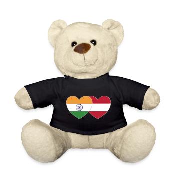 India Austria Flag Heart - Teddy Bear - black - Front