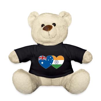 Nouvelle-Zélande Inde Flag Heart - Nounours - noir - Devant