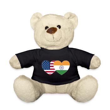 USA Indien Flagge Herz - Teddy - Schwarz - Vorne