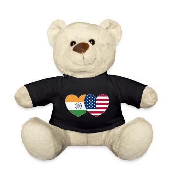India USA Flag Heart - Teddy Bear - black - Front