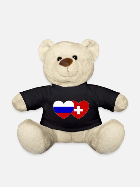 Russland Schweiz Flagge Herz - Teddy - Schwarz