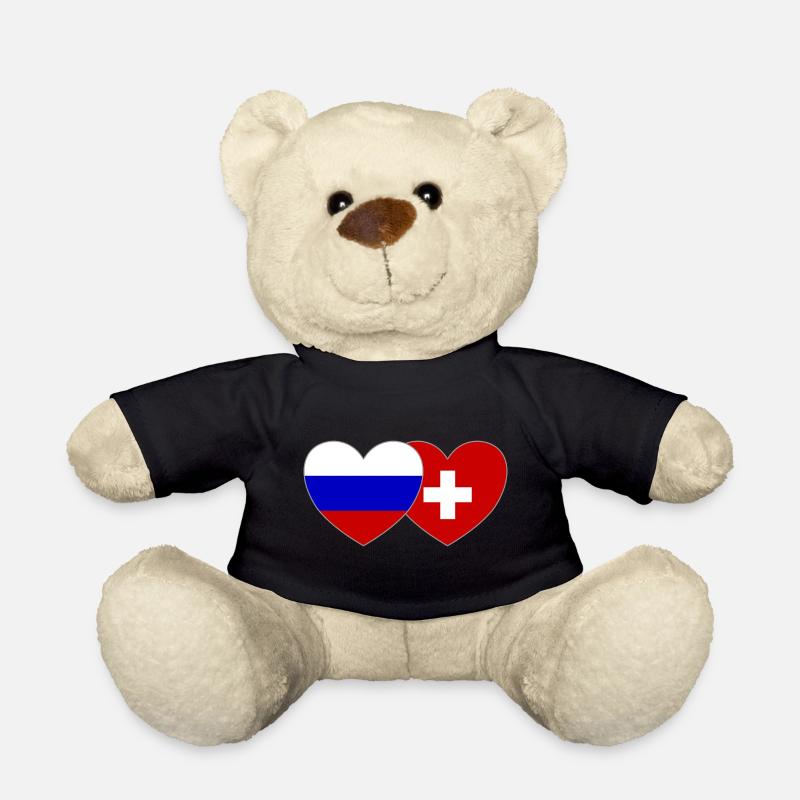 Russland Schweiz Flagge Herz - Teddy - Schwarz